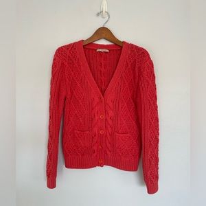 🇫🇷 GERARD DAREL French Vintage Coral Cotton Cable Cardigan